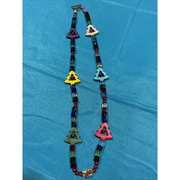 Gorgeous Glass Christmas Tree Necklace - Picture 1 of 8